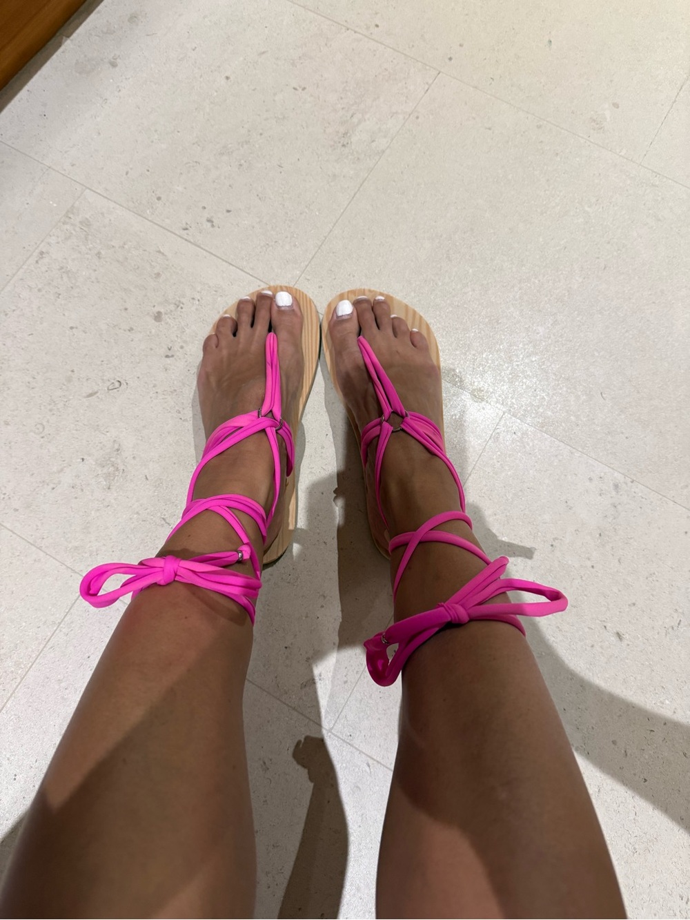 Women’s Hot Pink Lace-Up Sandals